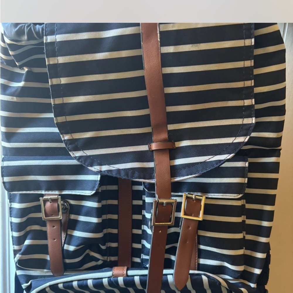 Striped Black and White Backpack